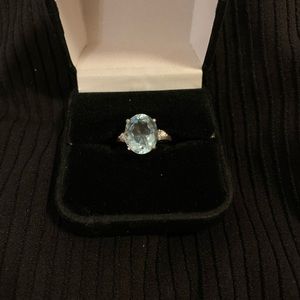 Sterling silver 925 ring with blue stone size 6.5